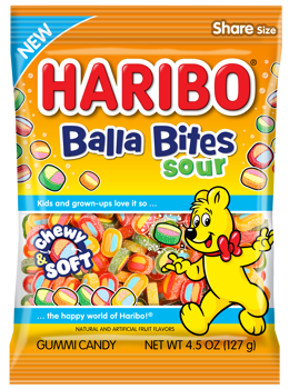 Haribo Balla Bites Sour Peg Bag 4.5oz 12ct